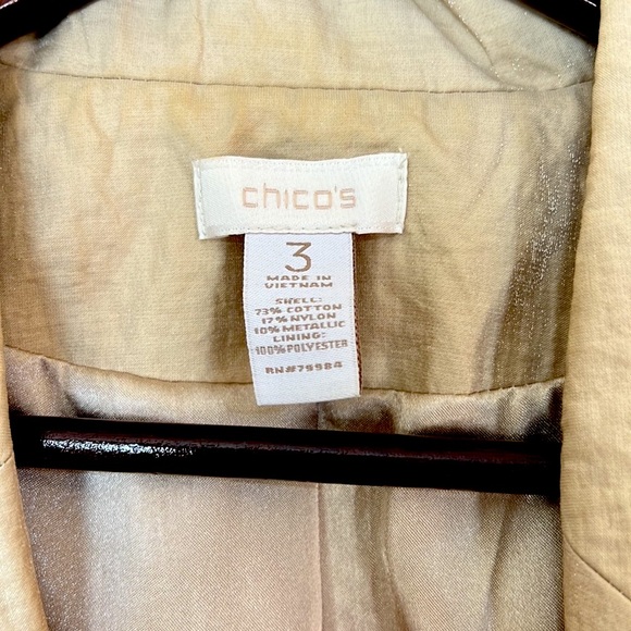 Chico’s long sleeve Jacket Blazer with metallic gold - Picture 6 of 9